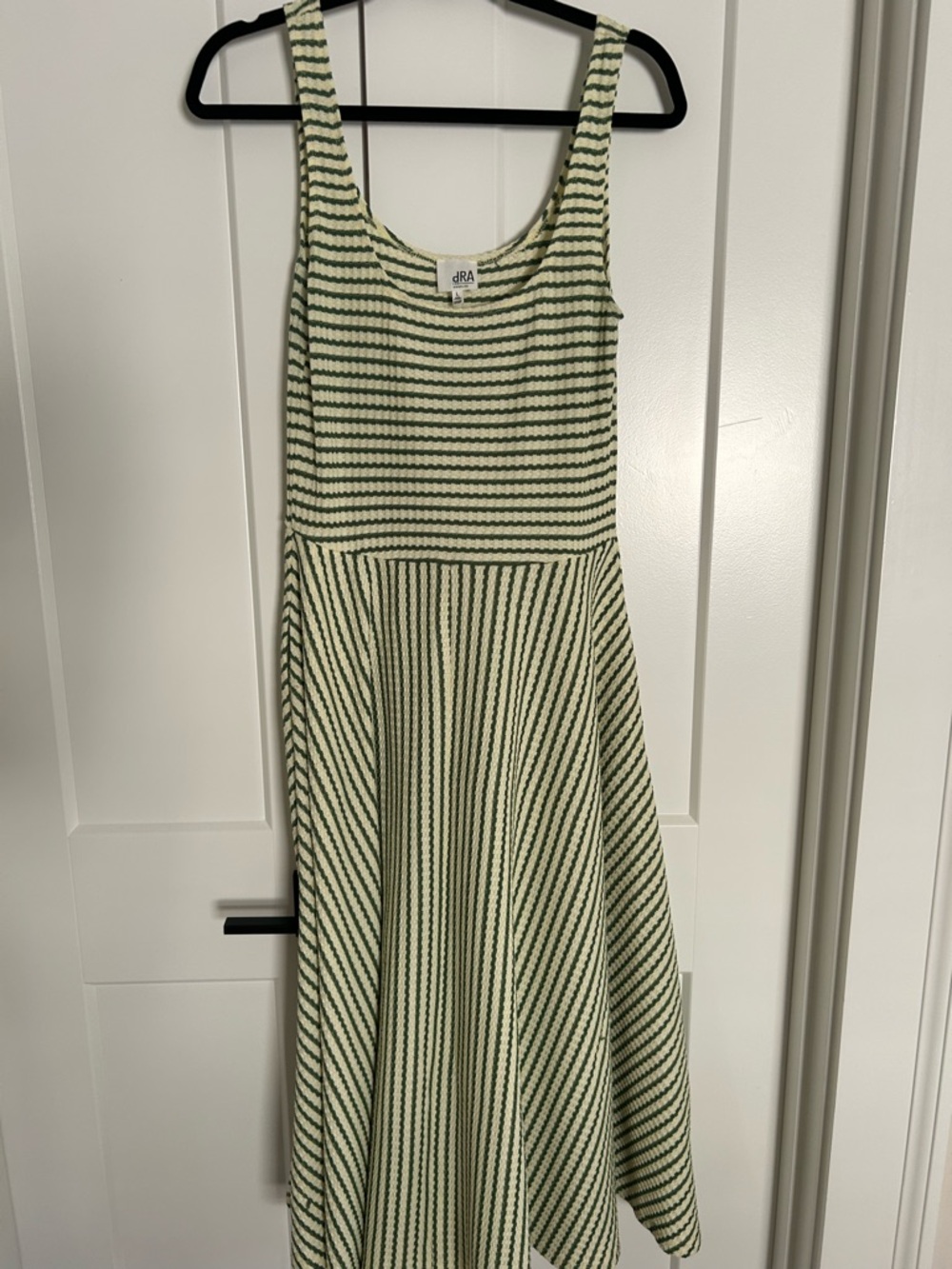 dRA Los Angeles Audrey Fit & Flare Tank Pistachio Cream Stripe Midi Dress, Large - Picture 4 of 5